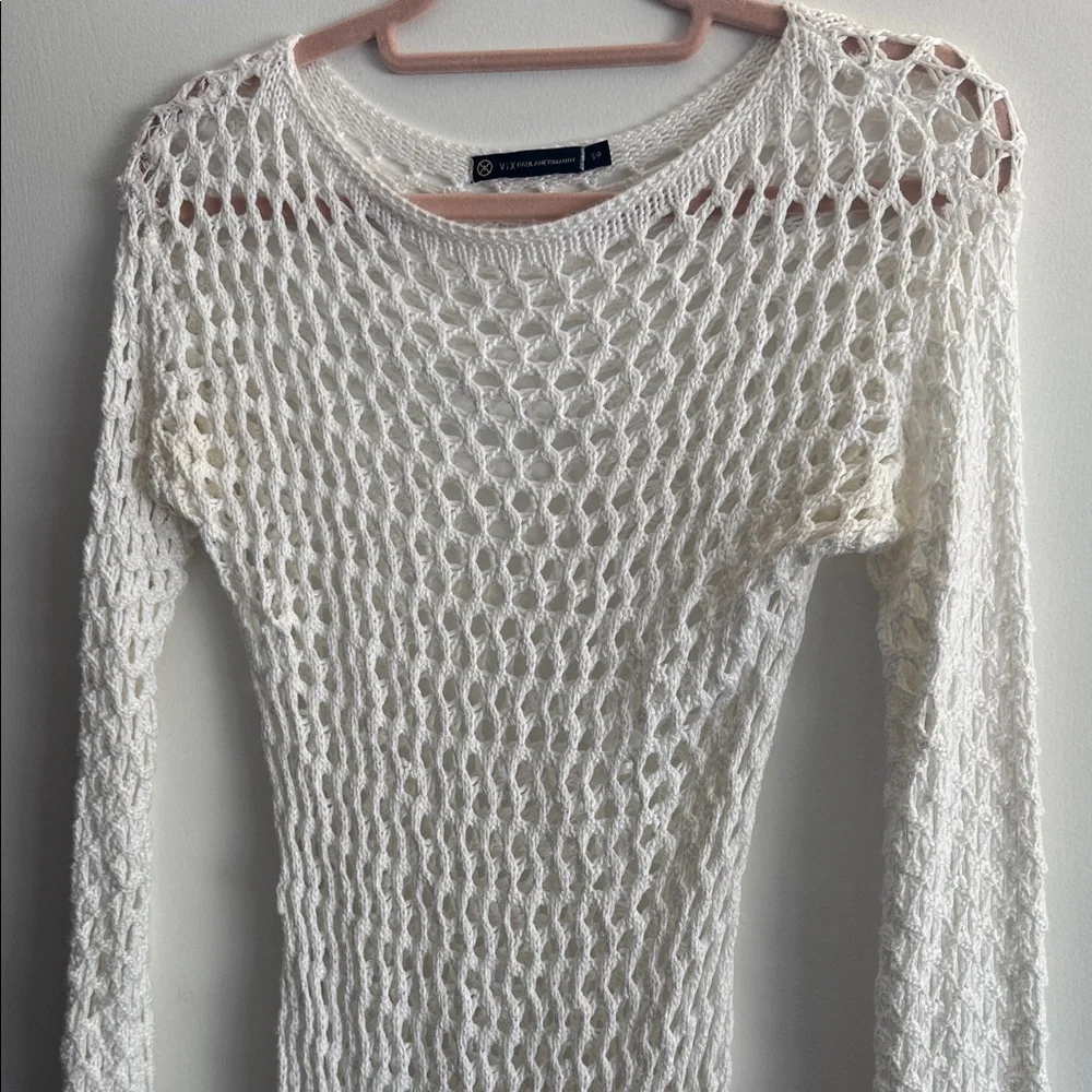 ViX Paula Hermanny Size Small Belle Crochet Knit Long Sleeve Cover-Up Women Swim - Picture 16 of 16